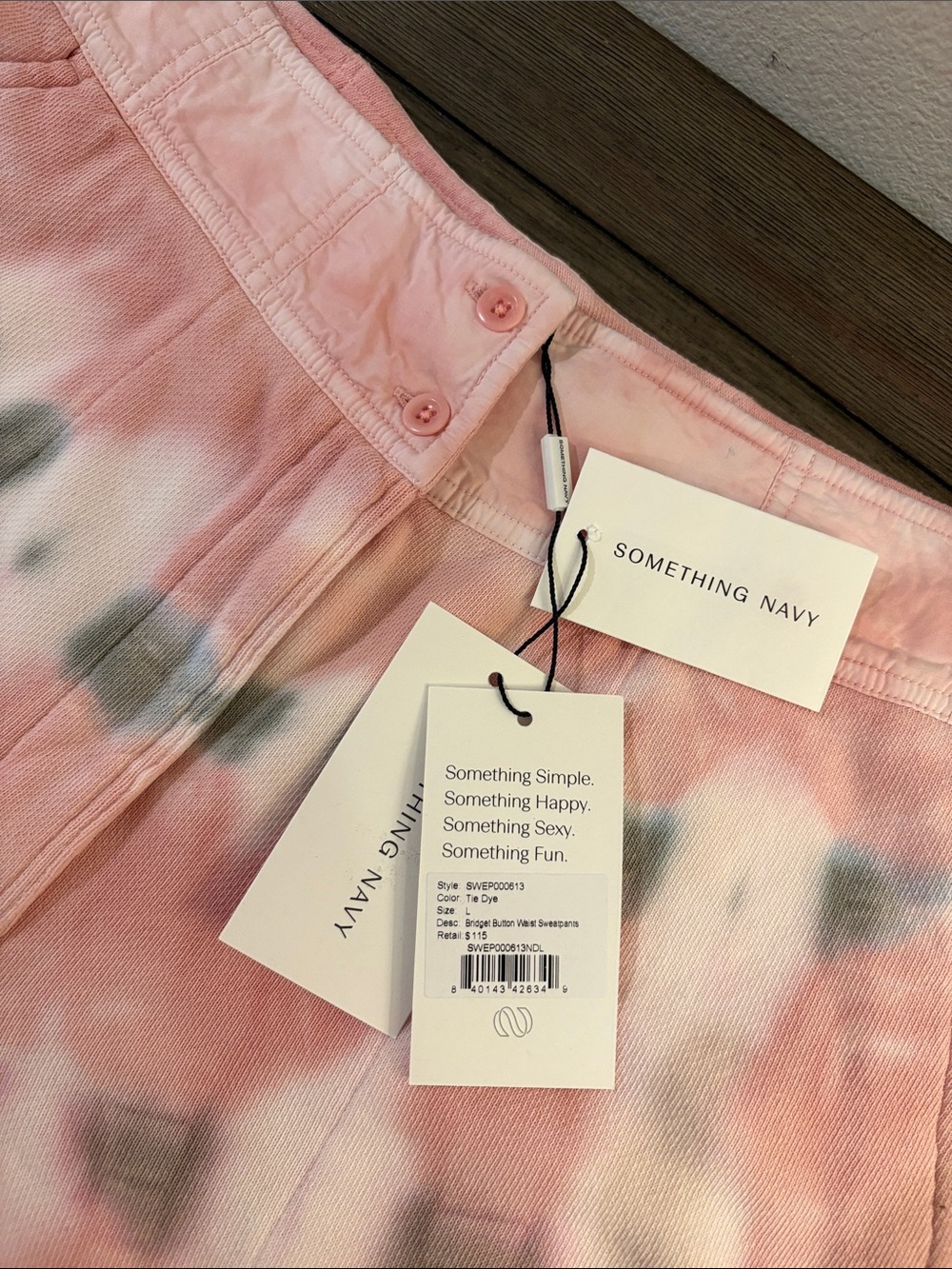 NWT [Something Navy] Bridget Button High-Waist Jogger Sweatpants Pink Women’s L - Picture 6 of 12
